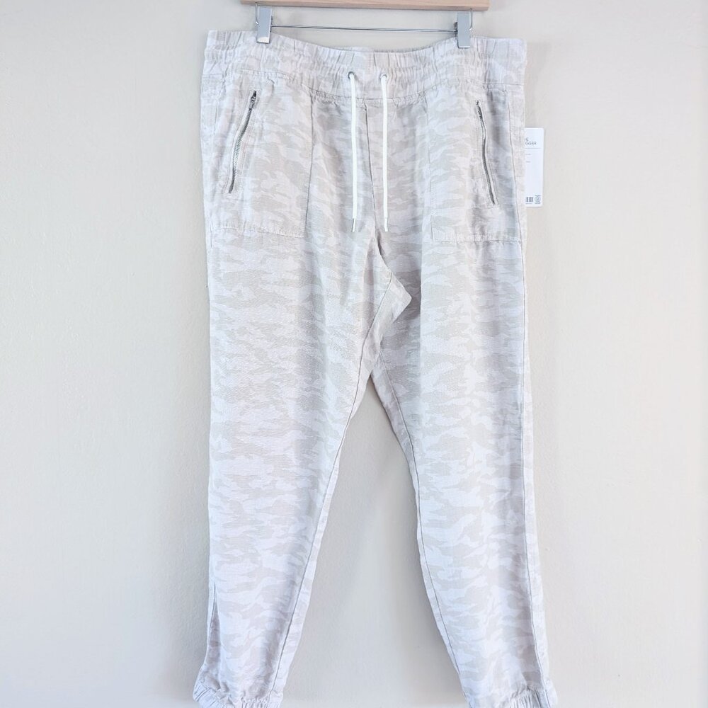Athleta Light Camo Cabo Tide Linen Joggers 16 Lagenlook Active Athleisure Pocket